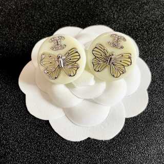 Chanel Vintage Butterfly Medallion Stud Earrings