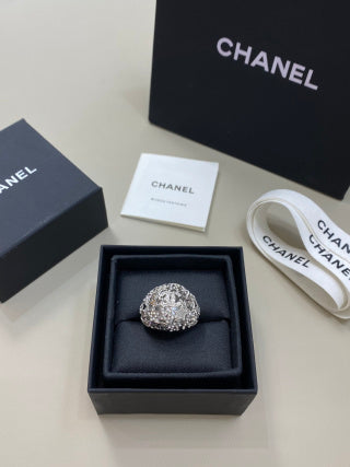 CHANEL Valerisse Silver Ornamental Statement Ring