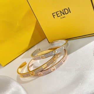 FENDI Crystal Line FF Open Cuff Bracelet
