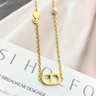 Dior CD Minimal Gold Chain Necklace