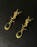 YSL Turquoise Teardrop Monogram Drop Earrings