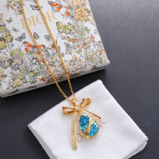 Dior Elara Teardrop Crystal Ribbon Pendant Necklace